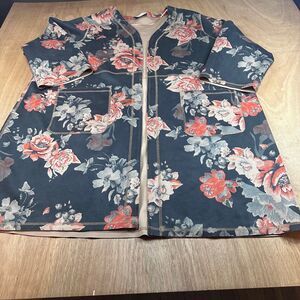 Philosophy Woman Faux Leather Floral Duster Long Jacket Womens 1X